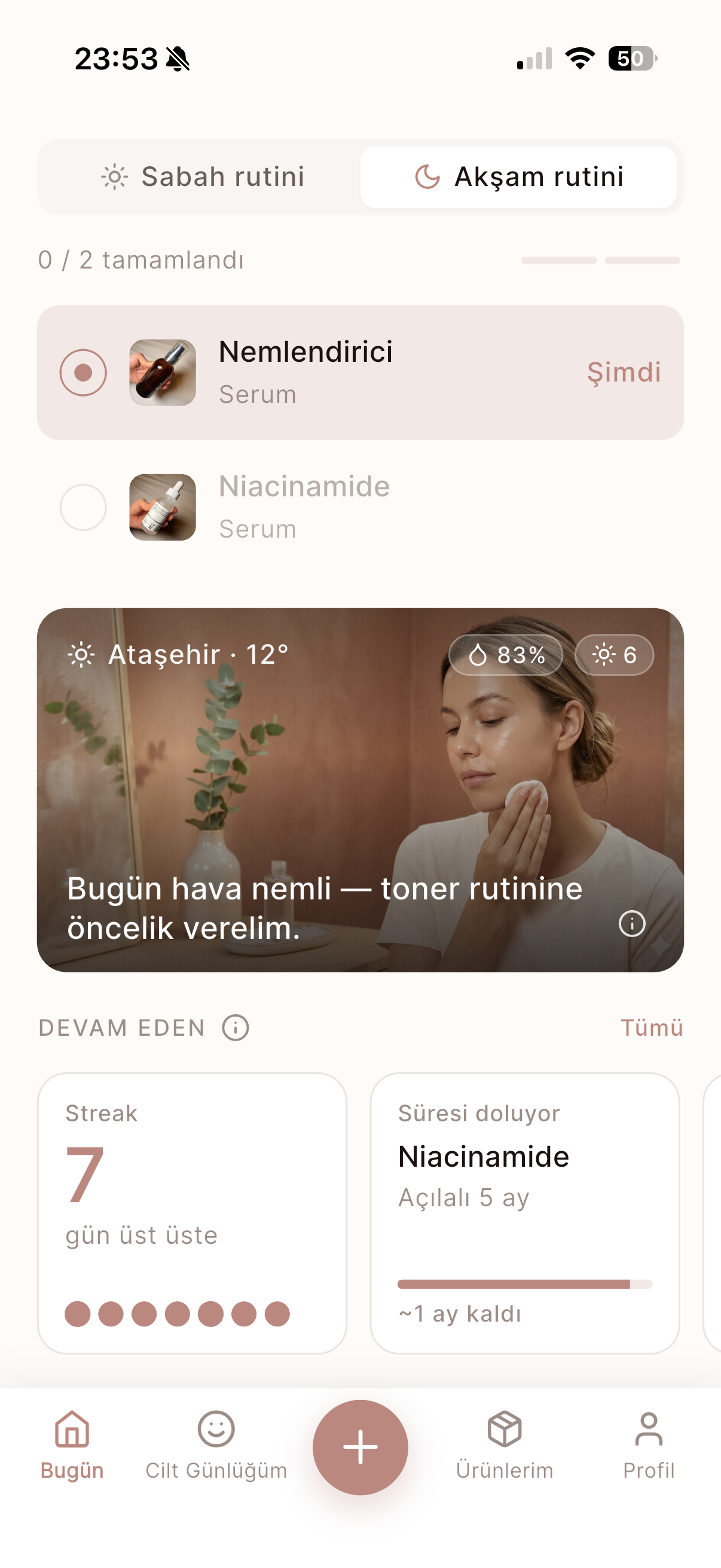 Kuzi — Rutin ekranı